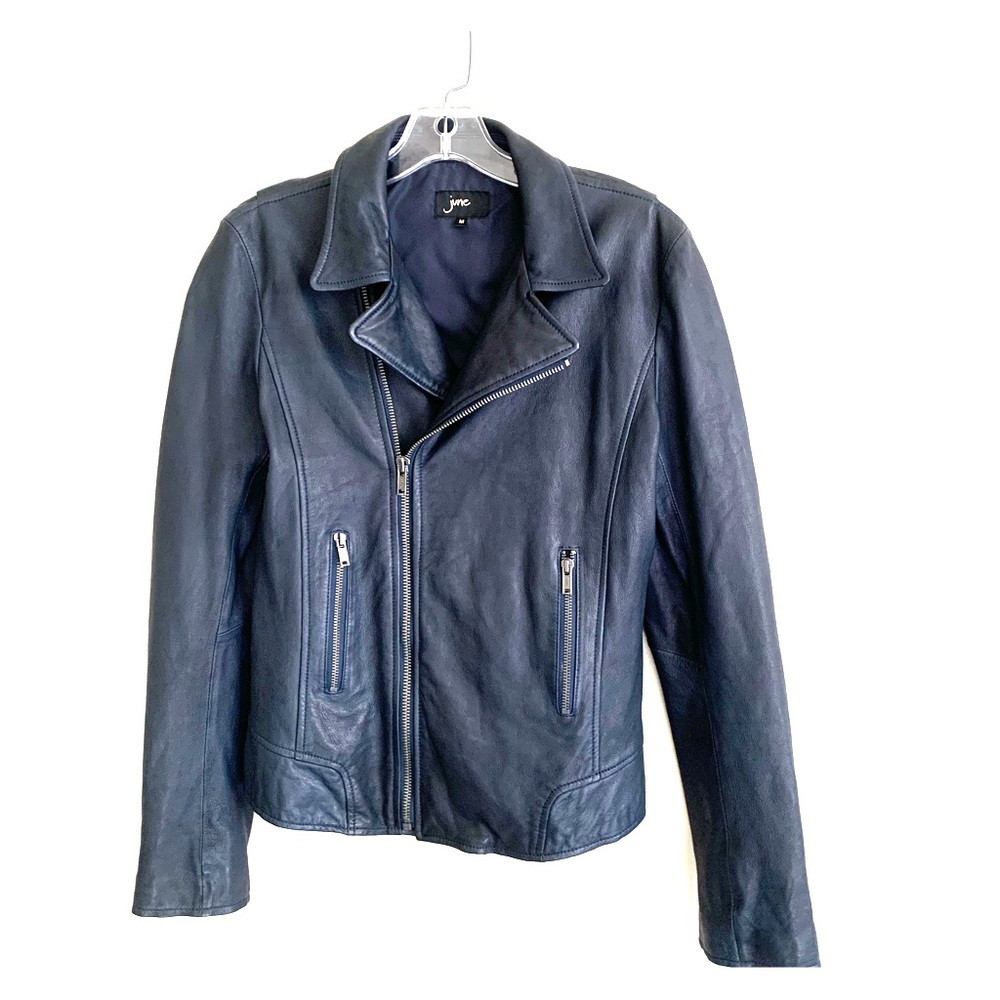 June Women’s Navh Moro Leather Jacket Size M